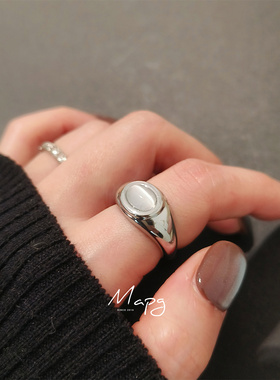 简约冷淡风猫眼石开口叠戴戒指