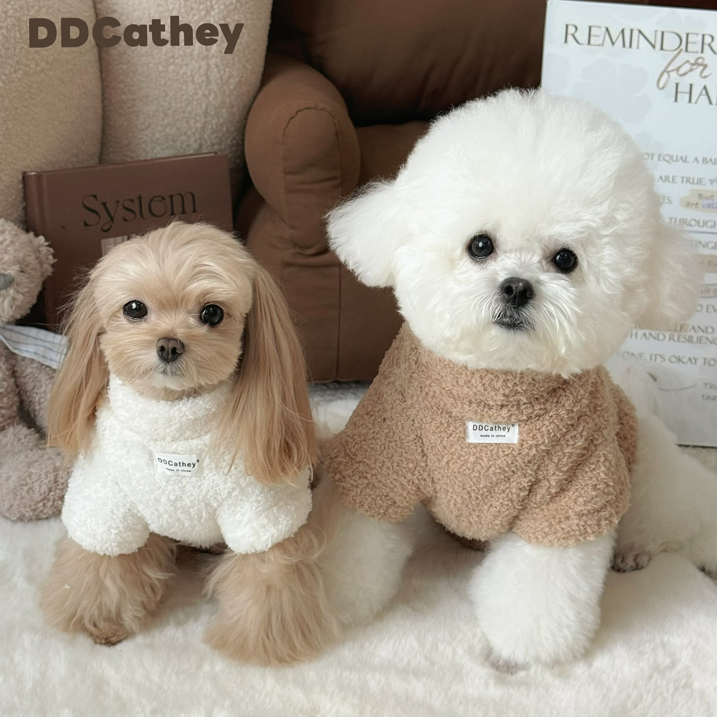 袋袋猫 云朵般柔软绒绒打底宠物棉衣 比熊德文冬季小狗狗新年衣服 - 图1