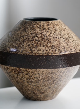 中古风样板间客厅摆件软装搭配售楼处茶几花瓶花艺装饰品手工陶瓷