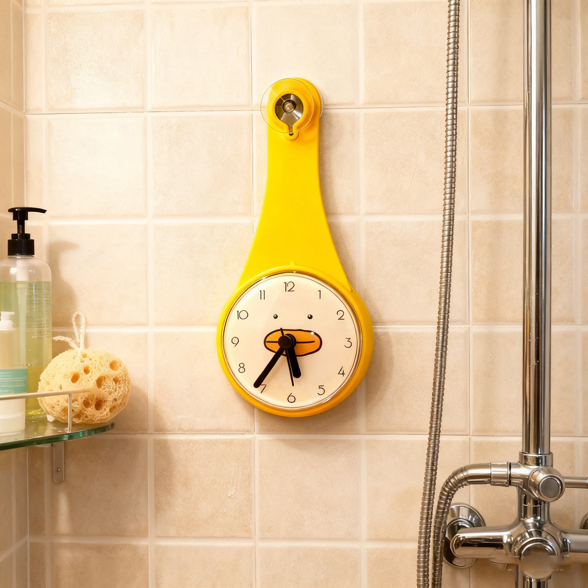小黄鸭浴室钟表日韩静音黄色吸盘式防水吸墙挂钟厨房数字冰箱贴钟,淘宝优惠券,粉丝福利购,淘宝优惠卷