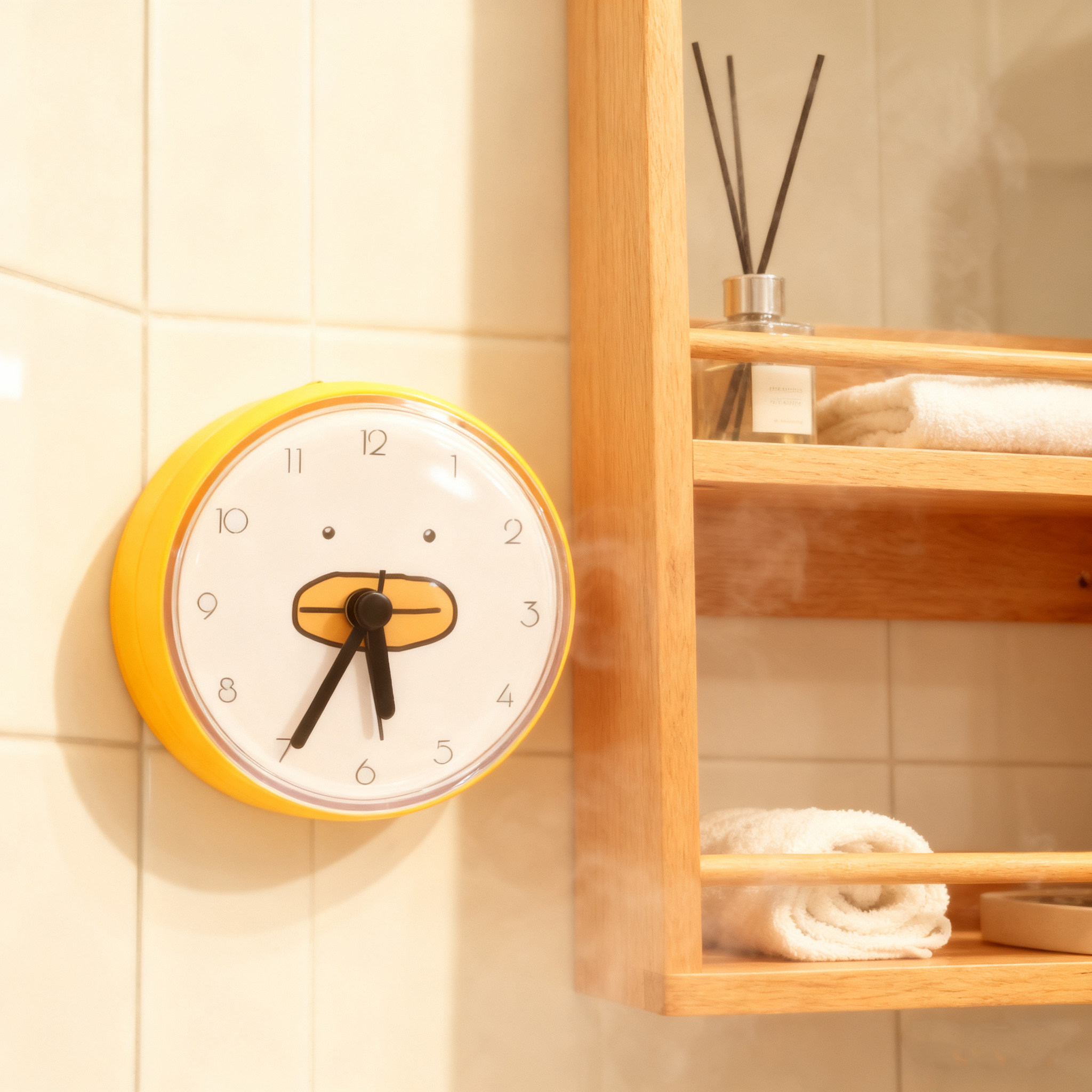 小黄鸭浴室钟表日韩静音黄色吸盘式防水吸墙挂钟厨房数字冰箱贴钟,淘宝优惠券,粉丝福利购,淘宝优惠卷