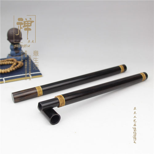 正大 创意黑檀木镶黄杨木雕刻回纹长款拔口线香筒 木质香 卧香盒 - 图2