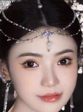 奢华闪亮皇冠新娘头饰眉心坠王冠额链主纱公主礼服发饰婚纱配饰品
