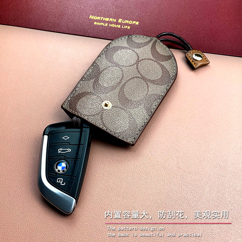 新款男女式多功能锁匙包时尚复古皮汽车钥匙包遥控收纳包钥匙挂扣 - 图3