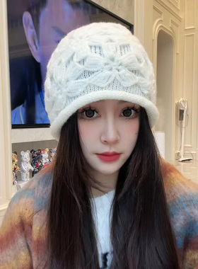 针织帽休闲女秋冬双层
