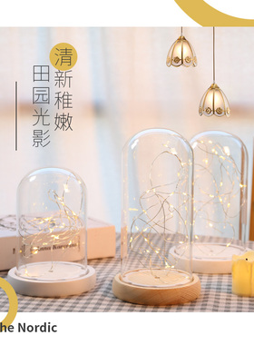 永生花玻璃罩小夜灯玻璃罩展示盒