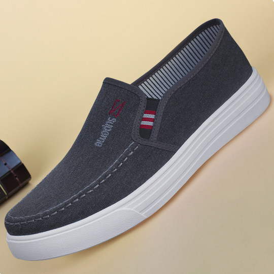 2025秋冬帆布老北京布鞋男棉鞋休闲平底加绒加厚保暖一脚蹬懒人鞋