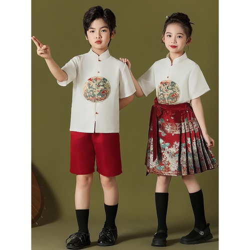 元旦儿童演出服小学生合唱服装女童马面裙古装幼儿园中国风表演服 - 图3