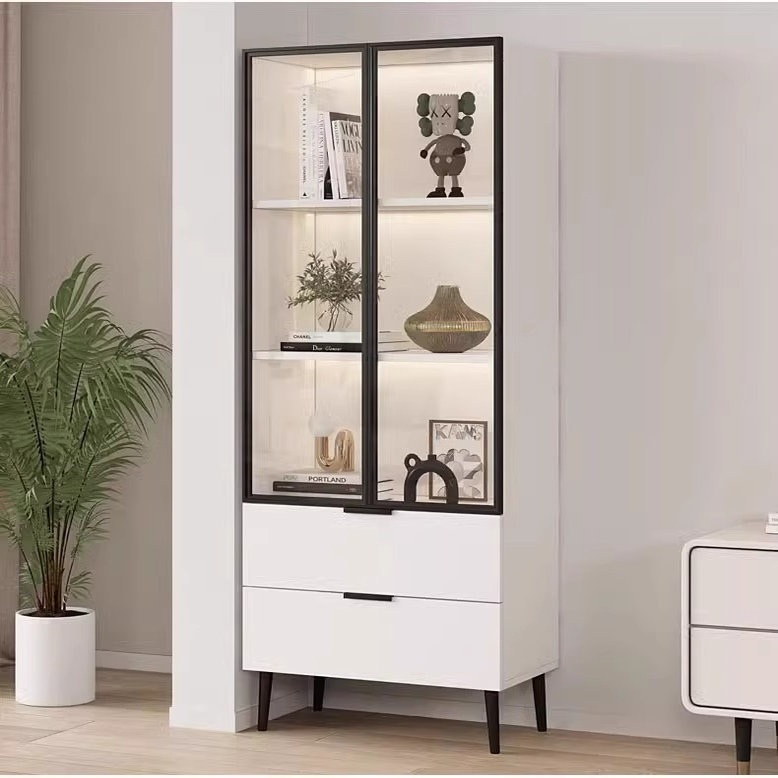 书柜展示柜可定制电视边立柜酒柜靠墙家用客厅玻璃门储物柜书架 - 图3