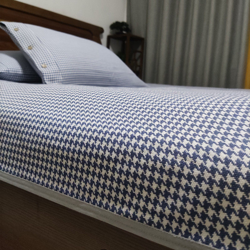 高端提花老粗布凉席三件套加厚加密1.8m床冬夏季可用纯棉布床单