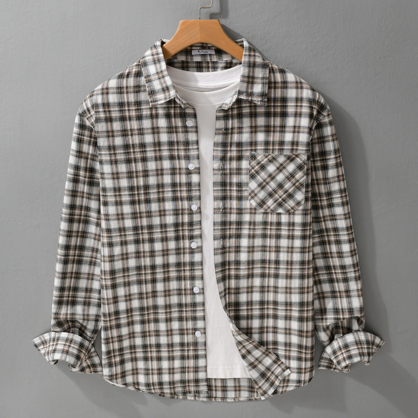 新款格子衬衫男士春秋潮流百搭上衣日系休闲宽松长袖衬衣9140,淘宝优惠券,粉丝福利购,淘宝优惠卷