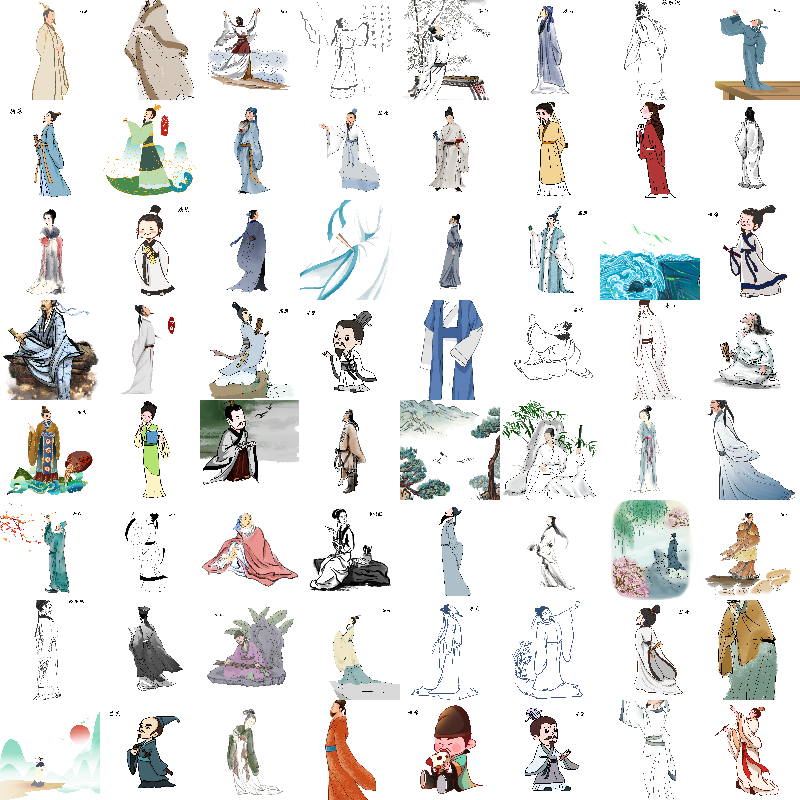 唐宋名人李白杜甫白居易PNG 古代国学名诗人物屈原插图素材300张,淘宝优惠券,粉丝福利购,淘宝优惠卷