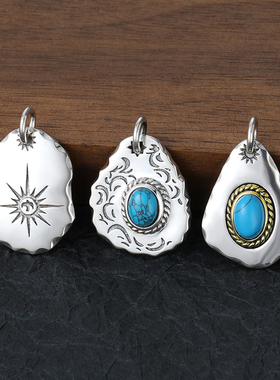 925纯银复古做旧飞鹰太阳枫叶挂件 情侣个性小众羽毛大号银饼吊坠