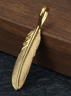 925纯银小号羽毛挂件 泰银镀金素羽吊坠情侣日系潮流高桥配饰