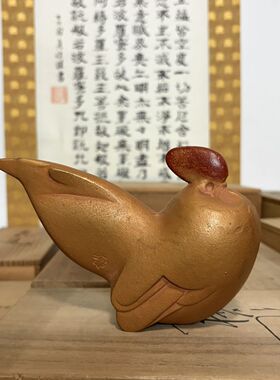 日本回流三枝惣太郎南部铁器生肖鸡摆件，母子鸡一对