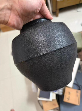 日本回流南部铁器葡萄纹大花瓶，文秀堂作