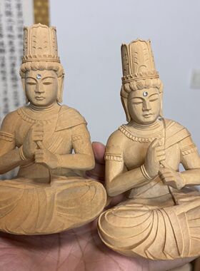日本回流现代实木大日如来木雕，右边一尊已出