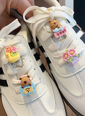 ins韩版可爱立体卡通小皮鞋带扣