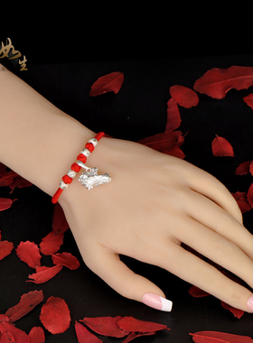 男女纯银白菜财源滚滚吉祥手脚链