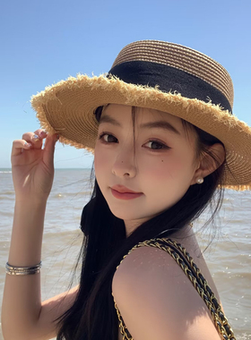 度假沙滩帽防晒夏季编织百搭日式