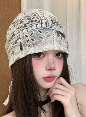 2026新款蕾丝镂空包头帽子女春夏