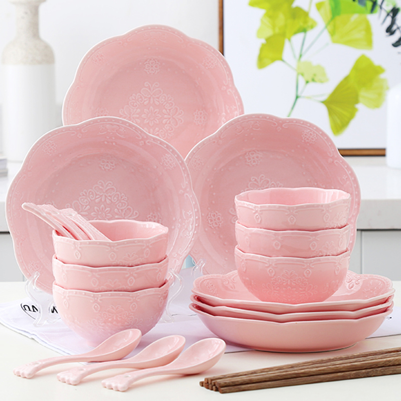 陶瓷碗碟套装家用碗盘碗筷日式简约可爱餐具情侣饭碗盘子乔迁送礼