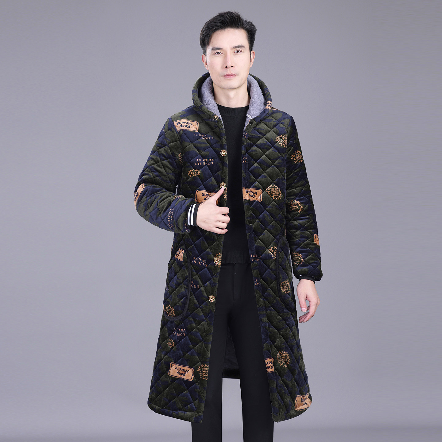 加长款男冬季加绒加厚棉衣罩衣大码迷彩棉服外套防寒保暖四川省服,淘宝优惠券,粉丝福利购,淘宝优惠卷