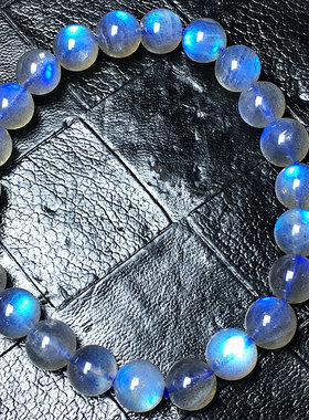 天然蓝彩光拉长石灰月光摆件冰种