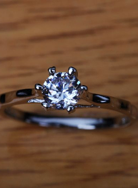 纯银超闪宝石镶嵌戒指全国包邮