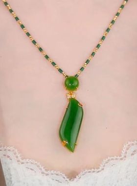 抖音爆款幸运话和金色竹节项链女时尚锁骨链轻奢美人项链送七夕节