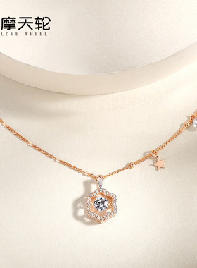 摩天轮跳动的锆石S925纯银项链女