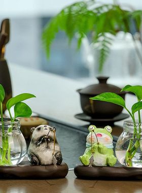 青蛙摆件2025新款办公桌装饰水培