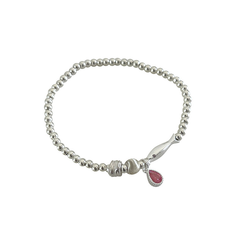 一十七手作 原创设计 幸运小锦鲤气质粉色锆石s925银猫眼银珠手链,淘宝优惠券,粉丝福利购,淘宝优惠卷