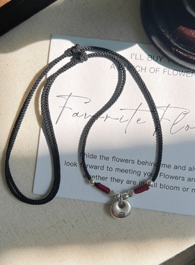 足银999新中式平安福黑绳项链女