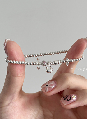 一十七手作粉色爱心纯银手链女