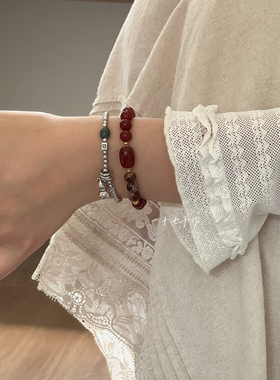 一十七原创设计国风红玛瑙手链