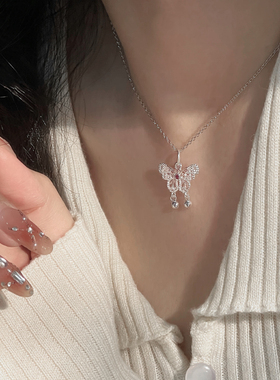 s925银锆石蝴蝶锁骨链