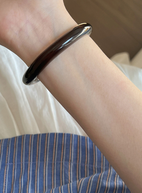 高级冰茶色收藏级冰种黑曜石手镯