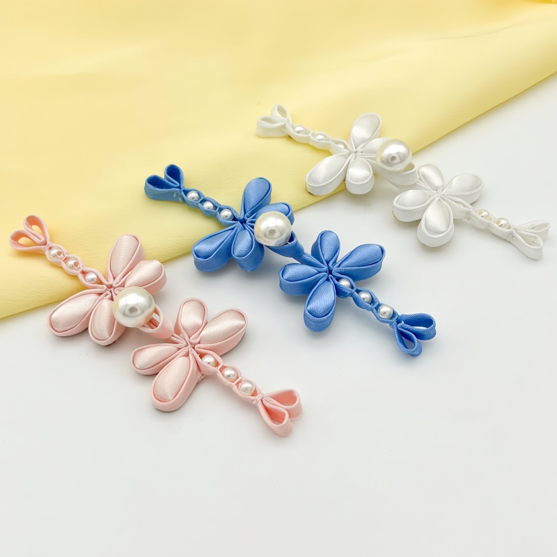 旗袍盘扣手工编织蜻蜓珍珠填包花扣新中式汉服唐装古典纽扣装饰扣 - 图3