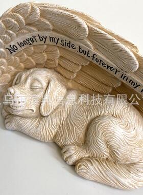 跨境新品创意天使狗狗树脂摆件宠物纪念工艺品天使之翼工艺摆件
