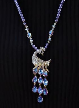 新中式孔雀长款毛衣链项链女时尚百搭气质甜美轻奢挂件高级感配饰