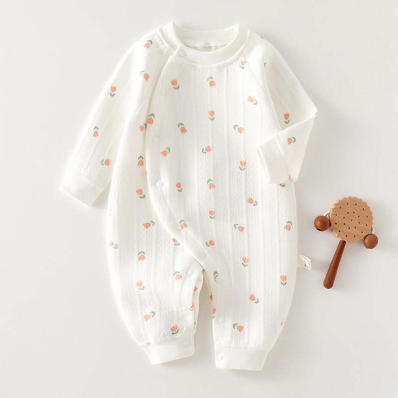 秋冬三层保暖空气棉新生儿哈衣爬服偏扣男女宝宝连体衣中厚保暖,淘宝优惠券,粉丝福利购,淘宝优惠卷