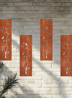 复古中国风花鸟图案金属铁艺装饰摆件户外庭院工艺品