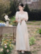 Bridesmaid suit 2025 new champagne satin dress with high-end feeling niche fairy style autumn sister group dress for women