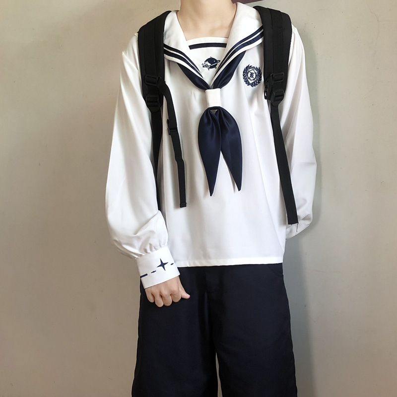 木村叔dk原创枝慧高校水手服男款春季长袖日系制服学生学院风正版 - 图1