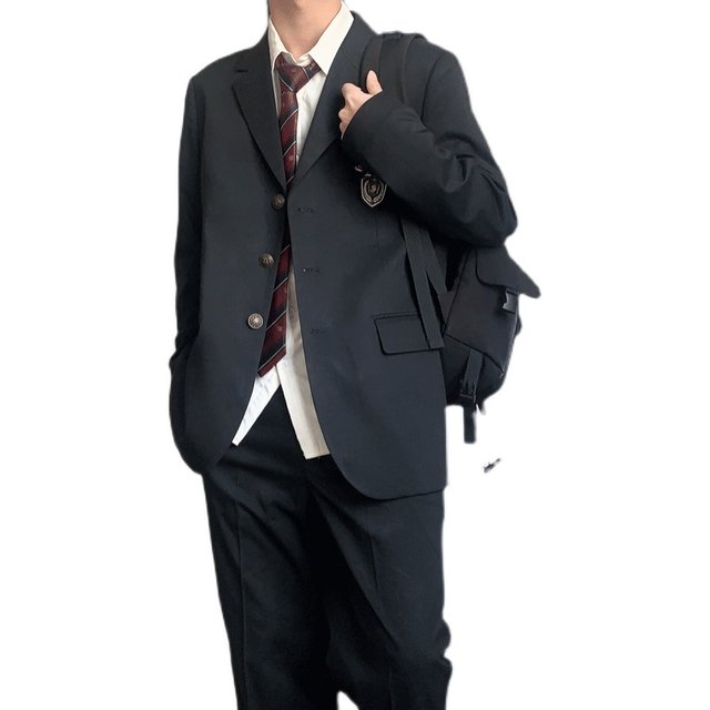 Uncle Kimura DK original spring and autumn gray suit jacket men's Japanese uniform students suit black long pants