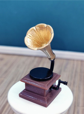 摆设ob11微缩场景复古留声机摆件