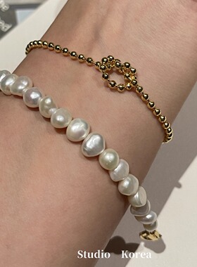 女生法式叠戴珍珠手链轻奢小众