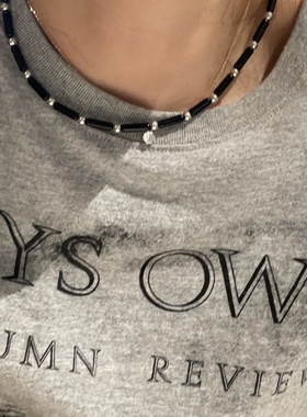 韩国黑色水晶项链甜酷风时尚