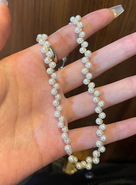 韩国东大门女生珍珠串珠项链毛衣链小众设计感潮流时尚精致饰品